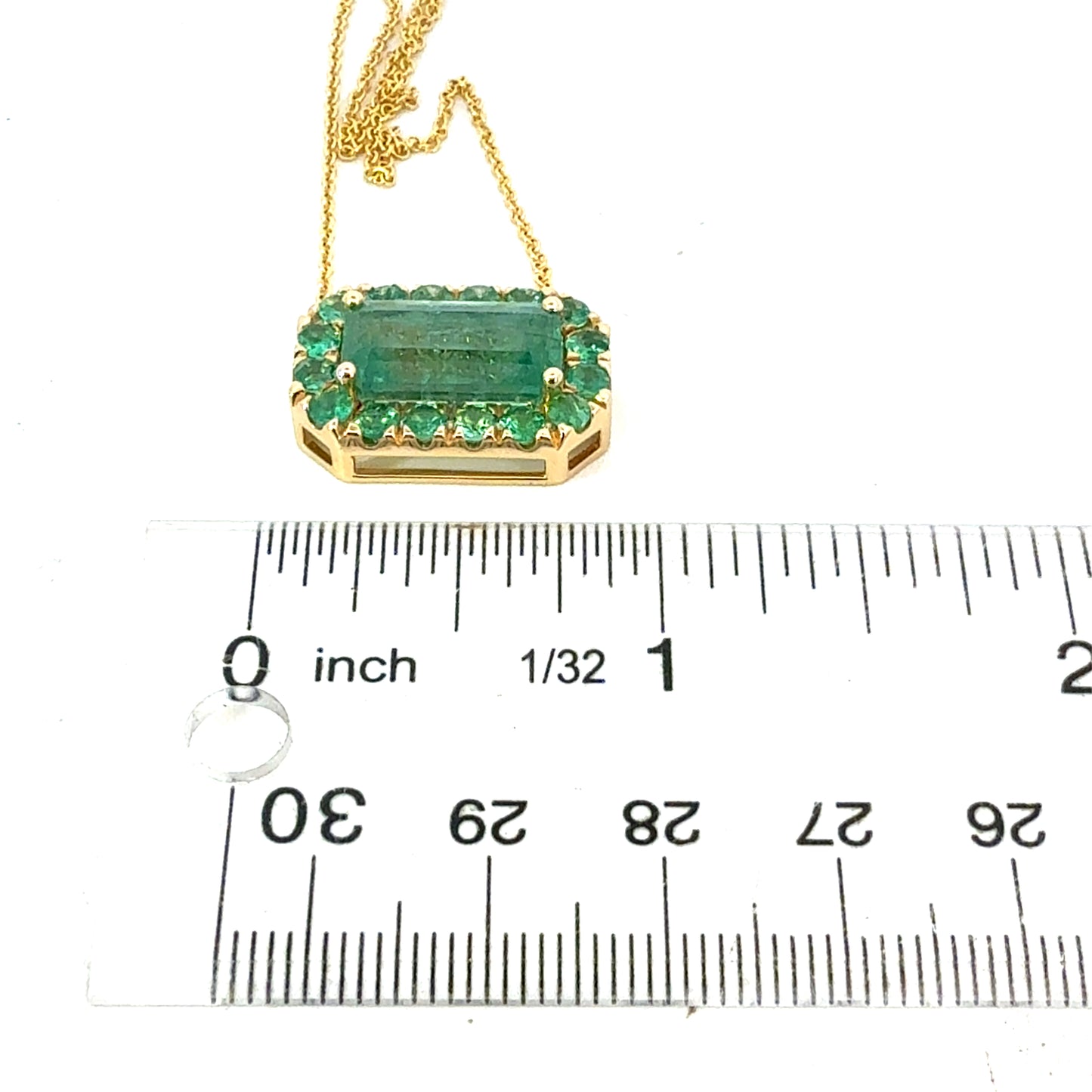 Natural Emerald Halo Necklace 18" 14k Gold 7.0 TCW Certified $5,950 601537
