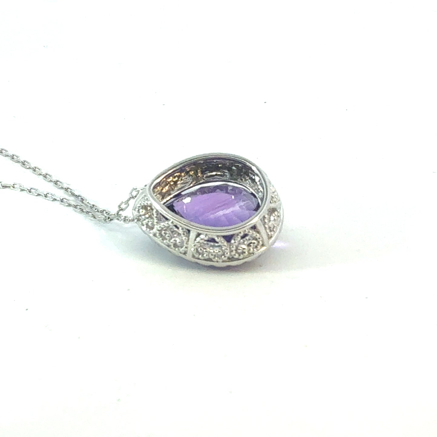 Natural Amethyst Diamond Halo Pendant 18" 14k Gold 9.89 TCW Certified $5,950 601540