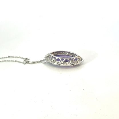 Natural Amethyst Diamond Halo Pendant 18" 14k Gold 11.24 TCW Certified $5,950 601542