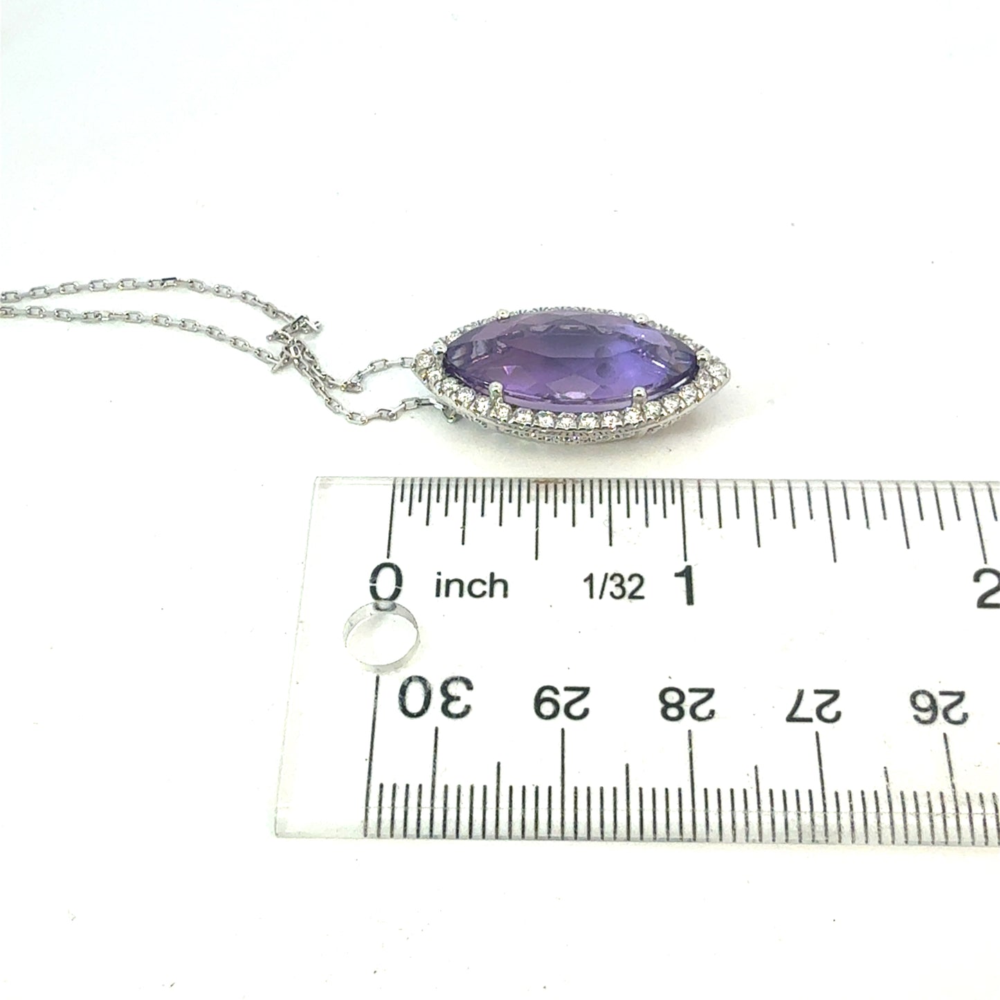 Natural Amethyst Diamond Halo Pendant 18" 14k Gold 11.24 TCW Certified $5,950 601542