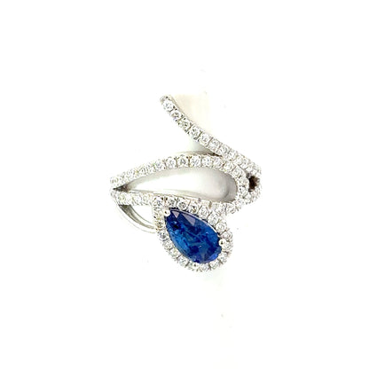 Natural Sapphire Diamond Ring Size 6.5 14k White Gold 2.4 TCW Certified $5,950 601543