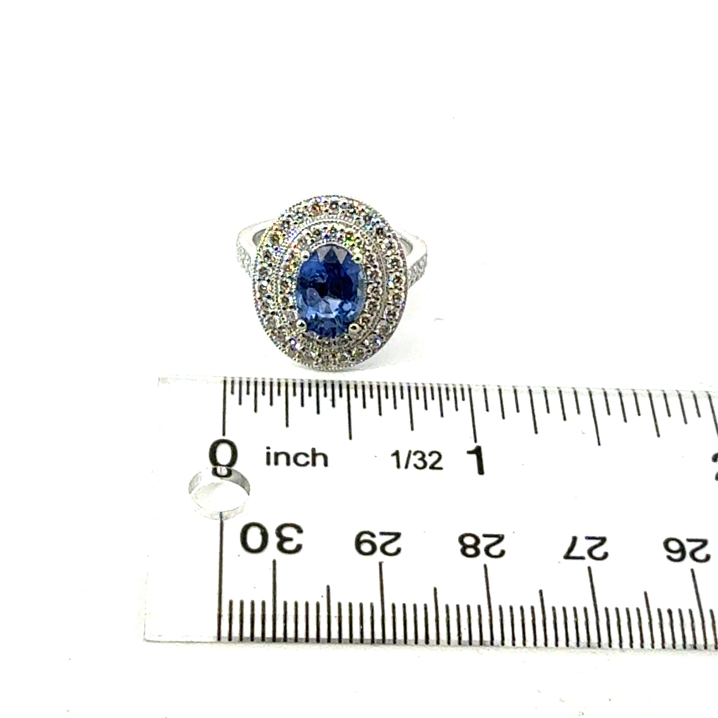 Natural Sapphire Diamond Ring Size 6.5 14k White Gold 3.7 TCW Certified $7,950 601544