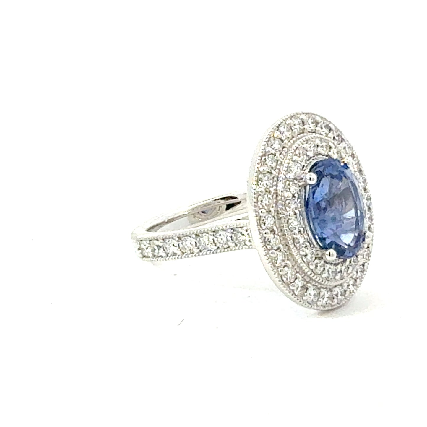 Natural Sapphire Diamond Ring Size 6.5 14k White Gold 3.7 TCW Certified $7,950 601544