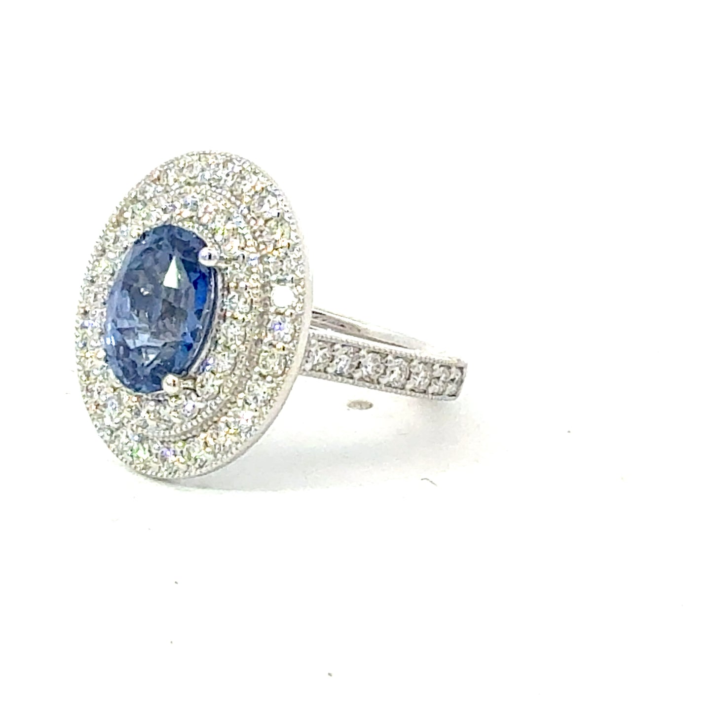 Natural Sapphire Diamond Ring Size 6.5 14k White Gold 3.7 TCW Certified $7,950 601544