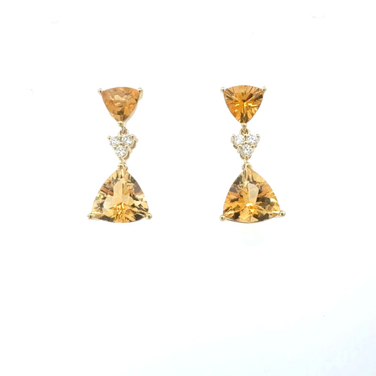 Natural Citrine Diamond Earrings 14k Gold 10.02 TCW Certified $4,950 604466