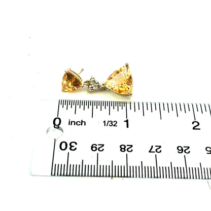 Natural Citrine Diamond Earrings 14k Gold 10.02 TCW Certified $4,950 604466