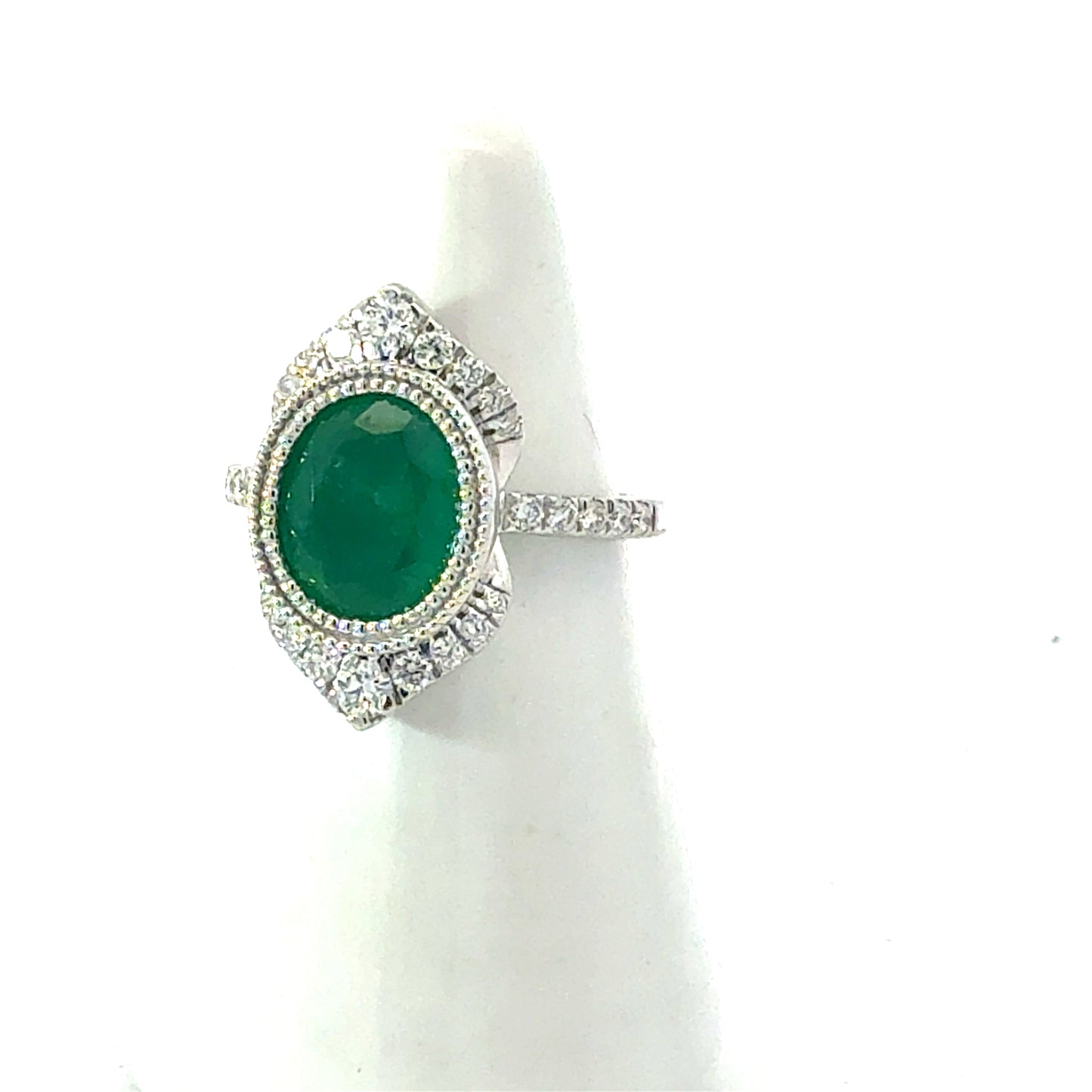 Natural Emerald Diamond Ring Size 6.5 14k Gold 2.94 TCW Certified $5,950 604447