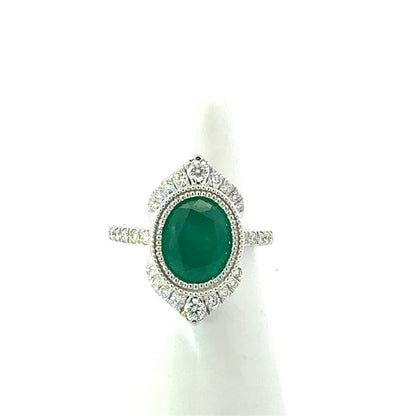 Natural Emerald Diamond Ring Size 6.5 14k Gold 2.94 TCW Certified $5,950 604447