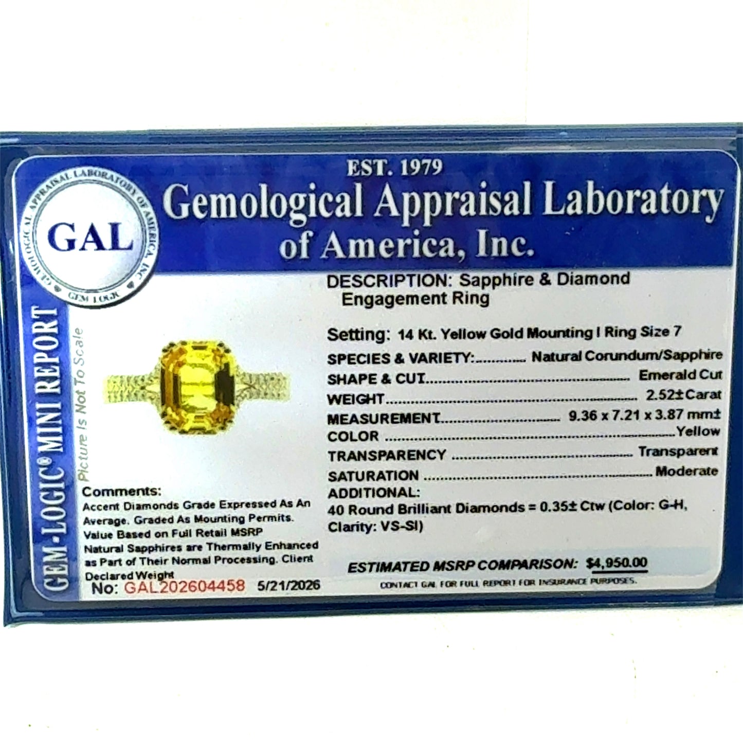 Natural Sapphire Diamond Ring Size 7 14k Gold 2.87 TCW Certified $4,950 604458