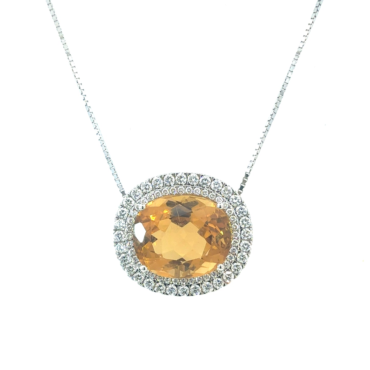 Natural Citrine Diamond Necklace 17" 14k Gold 19.14 TCW Certified $7,950 604468