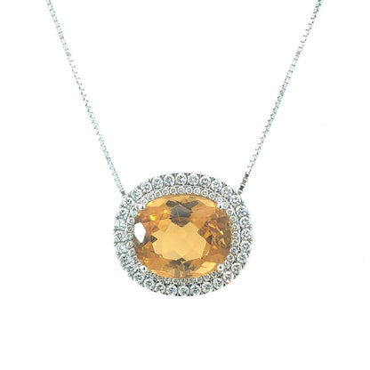 Natural Citrine Diamond Necklace 17" 14k Gold 19.14 TCW Certified $7,950 604468