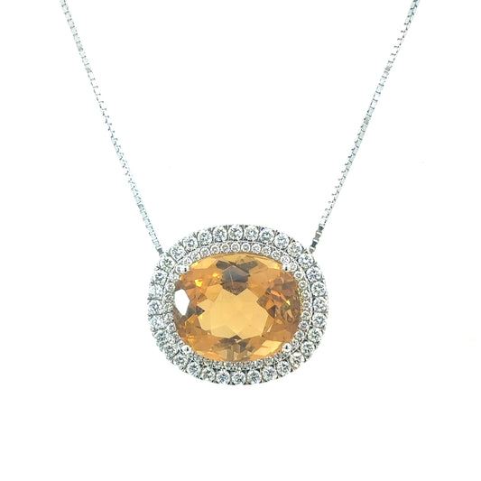 Natural Citrine Diamond Necklace 17" 14k Gold 19.14 TCW Certified $7,950 604468