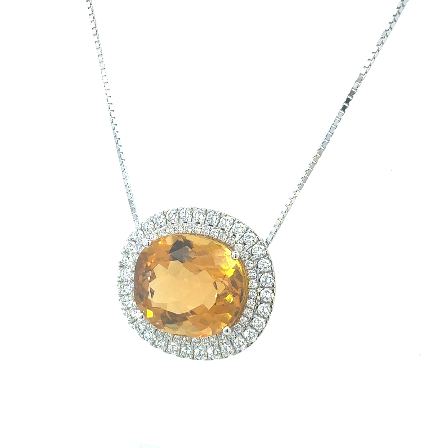Natural Citrine Diamond Necklace 17" 14k Gold 19.14 TCW Certified $7,950 604468