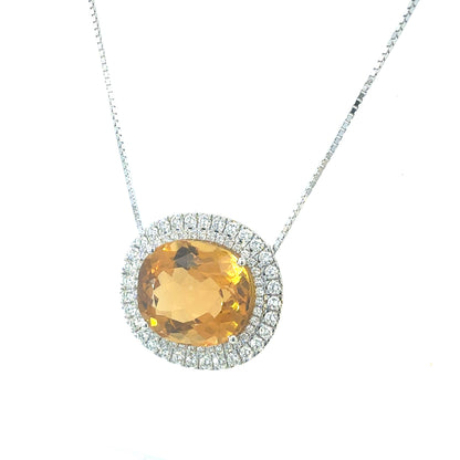 Natural Citrine Diamond Necklace 17" 14k Gold 19.14 TCW Certified $7,950 604468