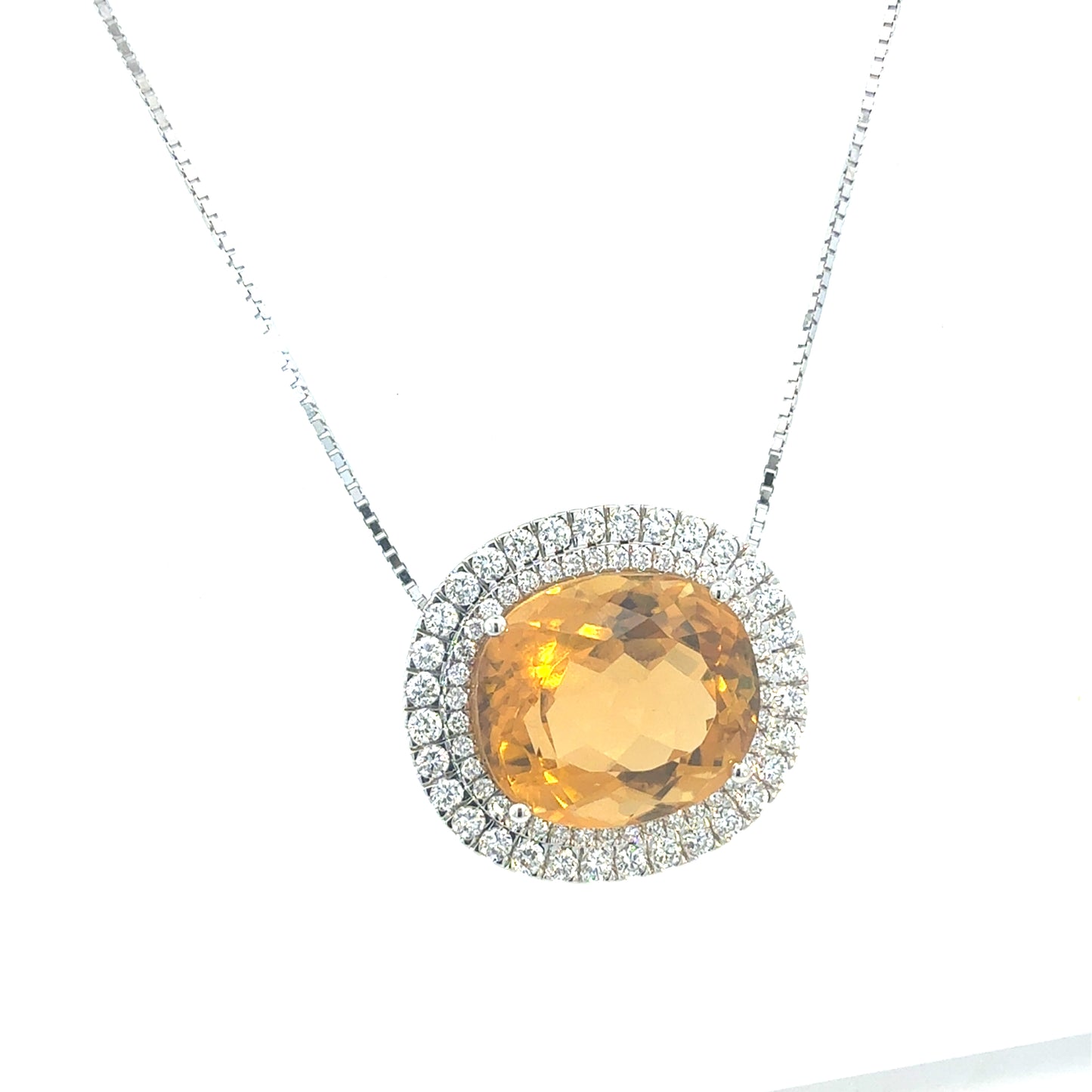 Natural Citrine Diamond Necklace 17" 14k Gold 19.14 TCW Certified $7,950 604468