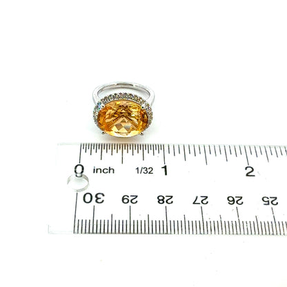Natural Citrine Diamond Ring Size 6.5 14k Gold 9.6 TCW Certified $4,950 604473