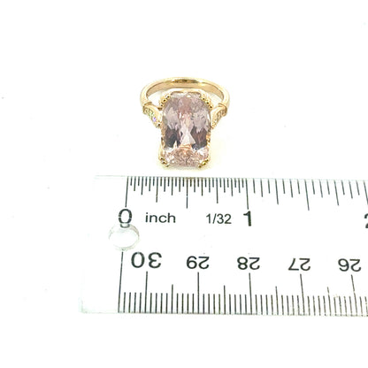 Natural Kunzite Diamond Ring Size 7 14k Gold 14.5 TCW Certified $3,950 604475