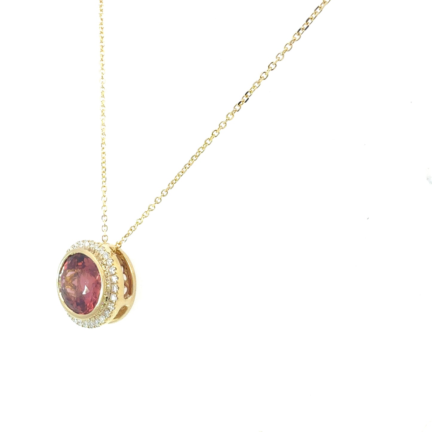 Natural Tourmaline Diamond Pendant 17" 14k Gold 6.93 TCW Certified $4,950 604479