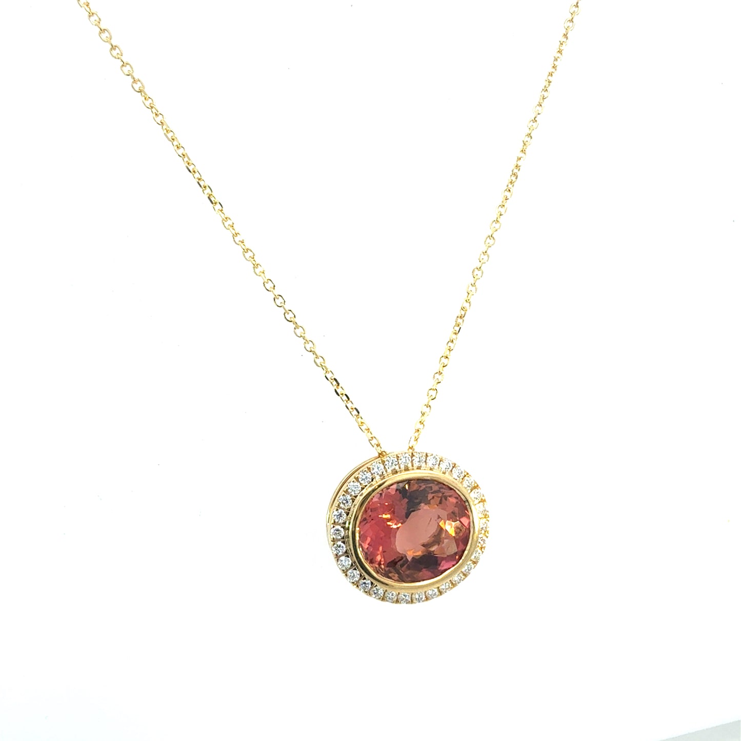 Natural Tourmaline Diamond Pendant 17" 14k Gold 6.93 TCW Certified $4,950 604479