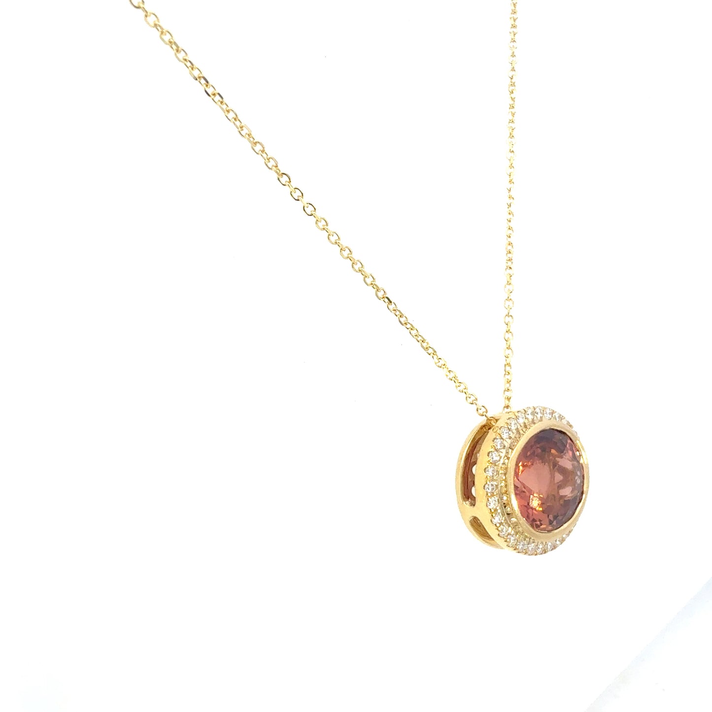 Natural Tourmaline Diamond Pendant 17" 14k Gold 6.93 TCW Certified $4,950 604479