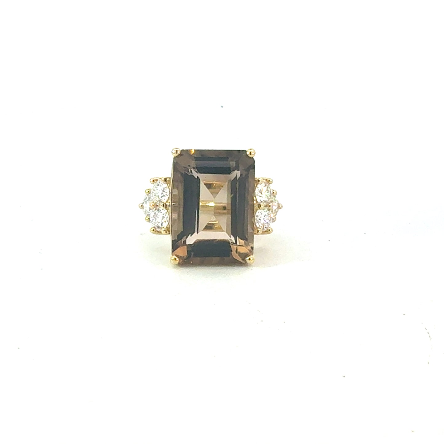 Natural Smokey Quartz Diamond Ring Size 7 14k Gold 15.09 TCW Certified $6,950 604481