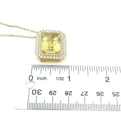 Natural Citrine Diamond Necklace 18" 14k Gold 19.96 TCW Certified $7,950 604482