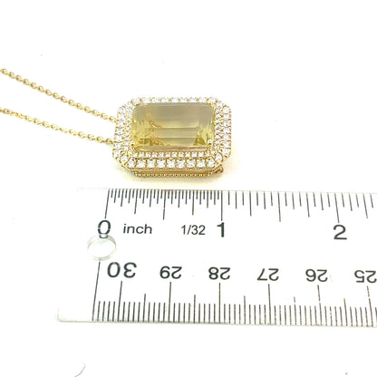 Natural Citrine Diamond Necklace 18" 14k Gold 19.96 TCW Certified $7,950 604482