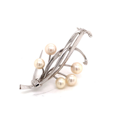 Mikimoto Estate Akoya Pearl Brooch Pin Sterling Silver 6.6 mm M352 - Certified Fine Jewelry