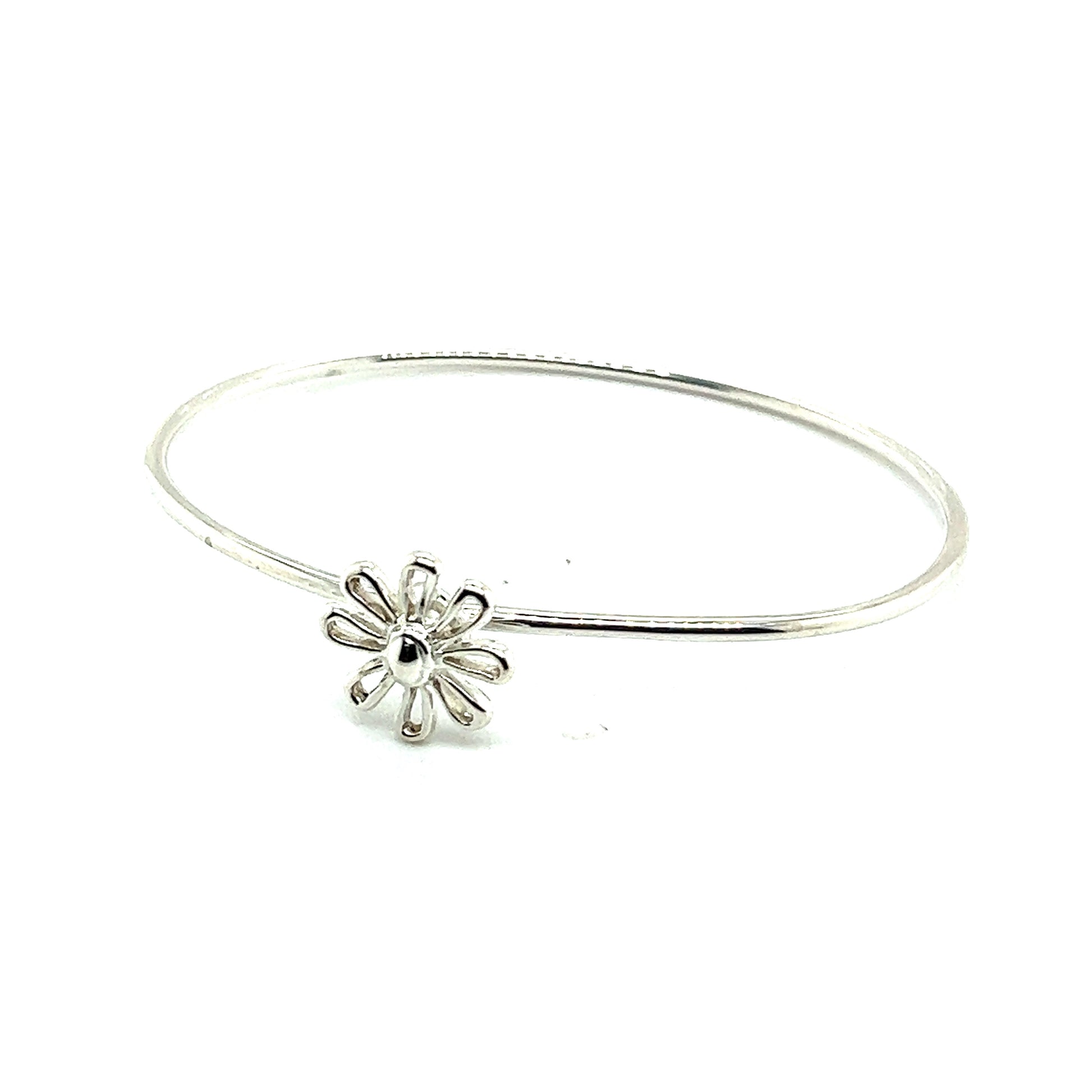 Tiffany & Co Estate Flower Bangle Bracelet M 7.5" By Paloma Picasso Silver TIF432