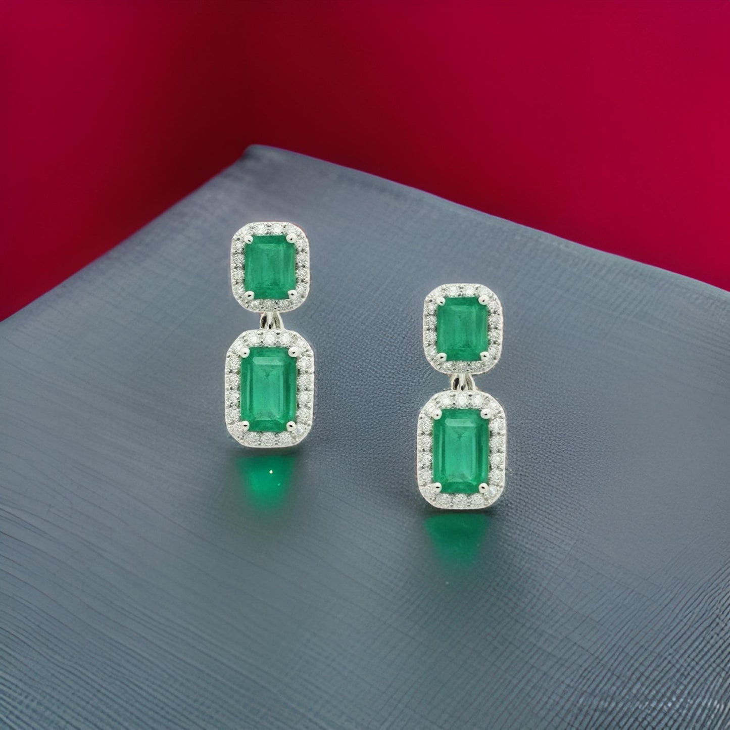 Natural Emerald Diamond Earrings 14k Gold 3.48 TCW Certified $7,950 310551