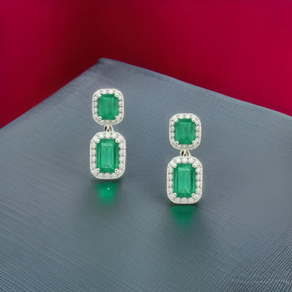 Natural Emerald Diamond Earrings 14k Gold 3.48 TCW Certified $7,950 310551