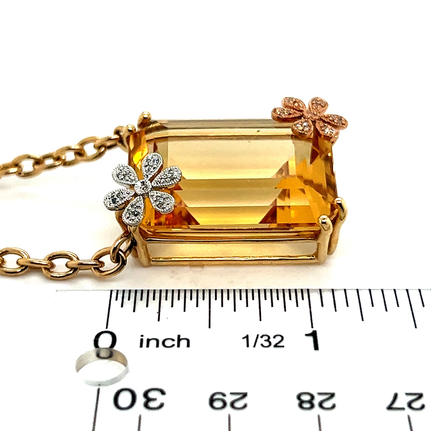Diamond Citrine Necklace 14k Gold 25.12 TCW Women Certified $3,950 915314