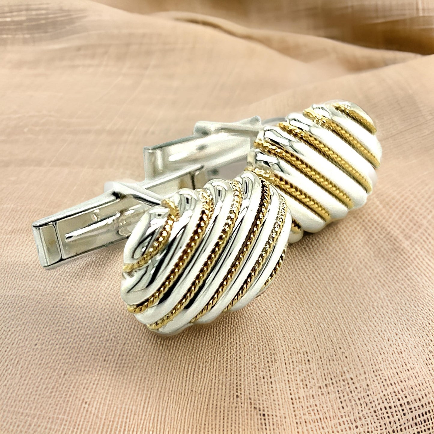 Tiffany & Co Estate Cufflinks 18k Y Gold + Sterling Silver TIF735