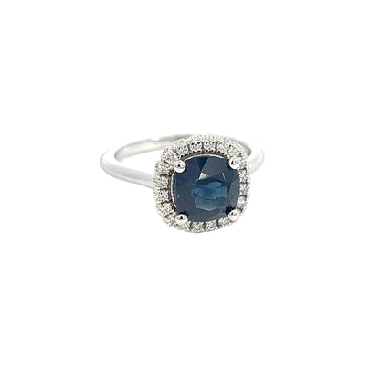 Natural Sapphire Diamond Ring Size 6.5 14k White Gold 2.25 Certified $3,950 311702