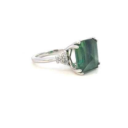 Natural Tourmaline Diamond Ring 7 14k WG 8.27 TCW Certified $5,950 311035 - Certified Fine Jewelry