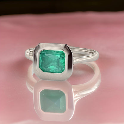 Natural Solitaire Colombian Emerald Ring Size 6.5 14k White Gold 1.22 Cts Certified $3,950 310580