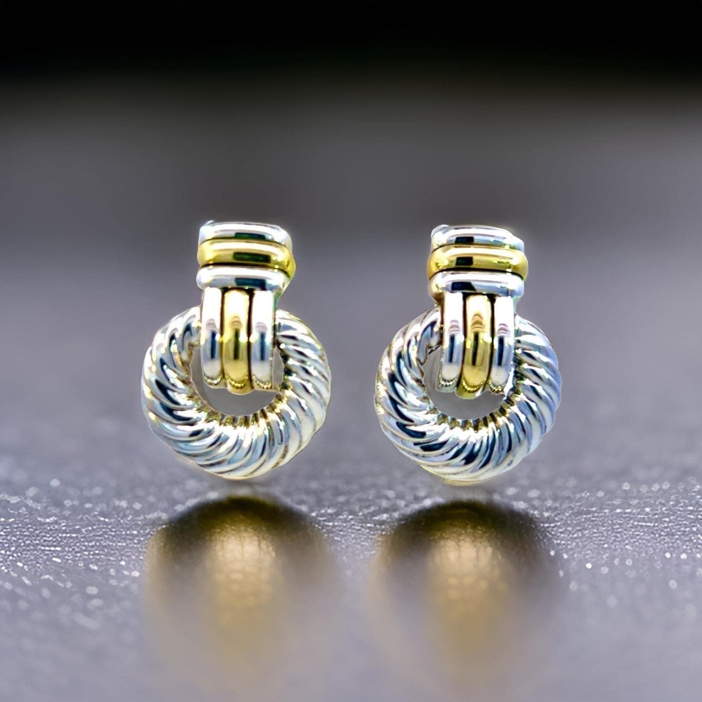 David Yurman Authentic Estate Door Knocker Pierced Earrings 14k Silver DY513