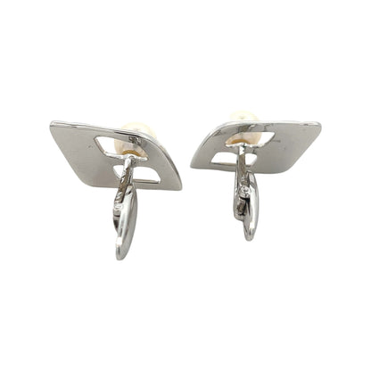 Mikimoto Estate Akoya Pearl Cufflinks Silver 7.50 mm M400