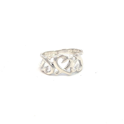 Tiffany & Co Estate Triple Heart Ring 4 Sterling Silver TIF642