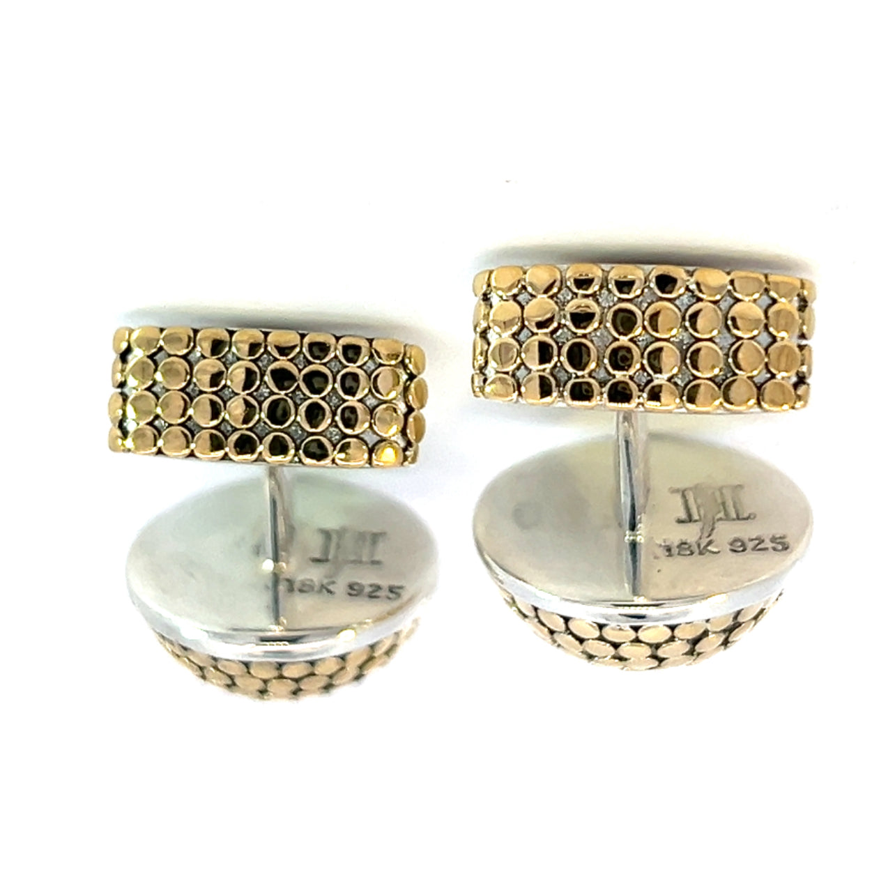 John Hardy Estate Mens Dots Cufflinks Sterling Silver 18k Y Gold JH71 - Certified Fine Jewelry