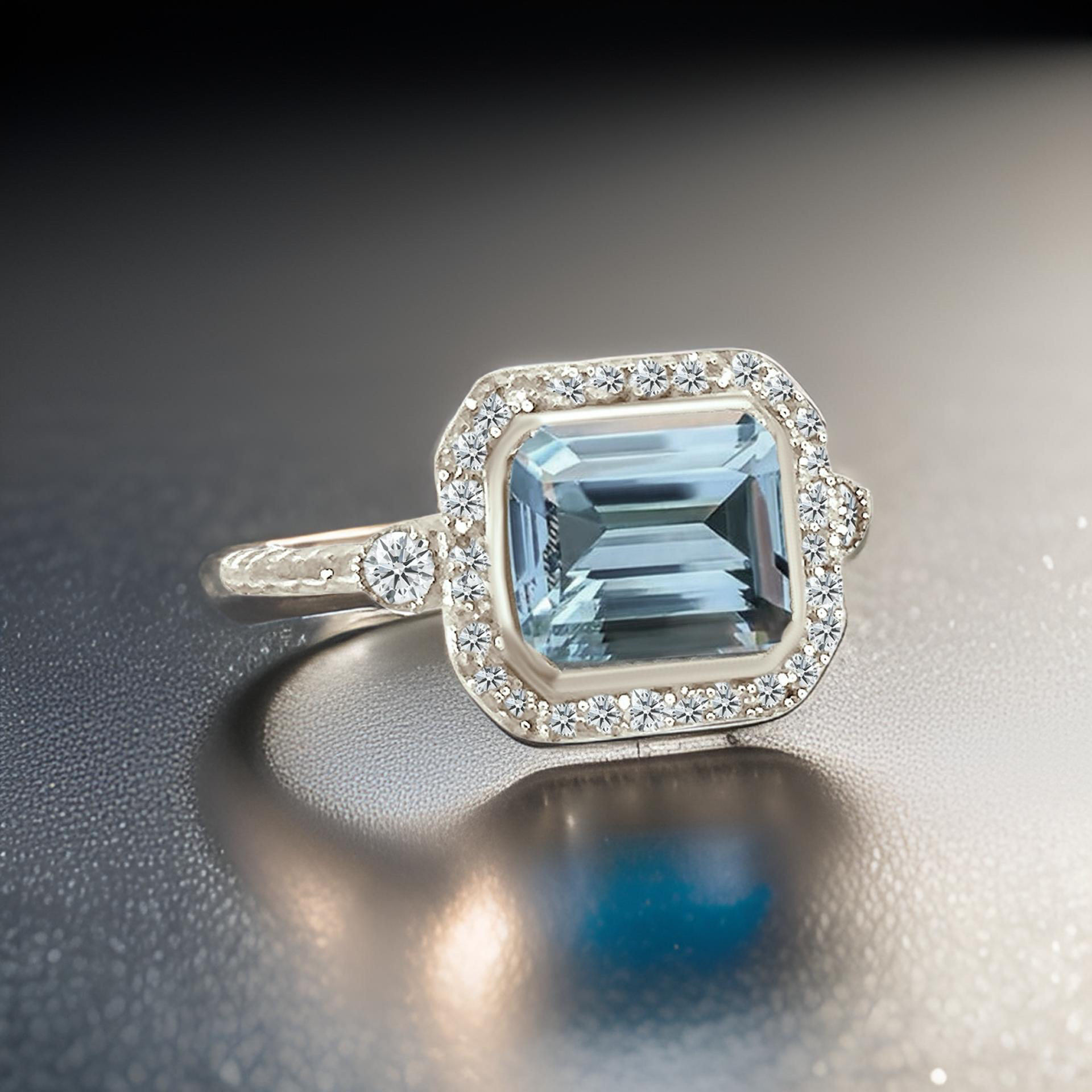 Natural Aquamarine Diamond Ring 6.5 14k White Gold 3.05 TCW Certified $3,950 310652