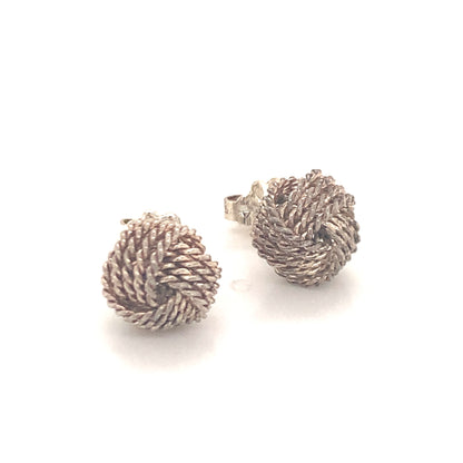 Tiffany & Co Estate Love Knot Earrings Sterling Silver TIF532
