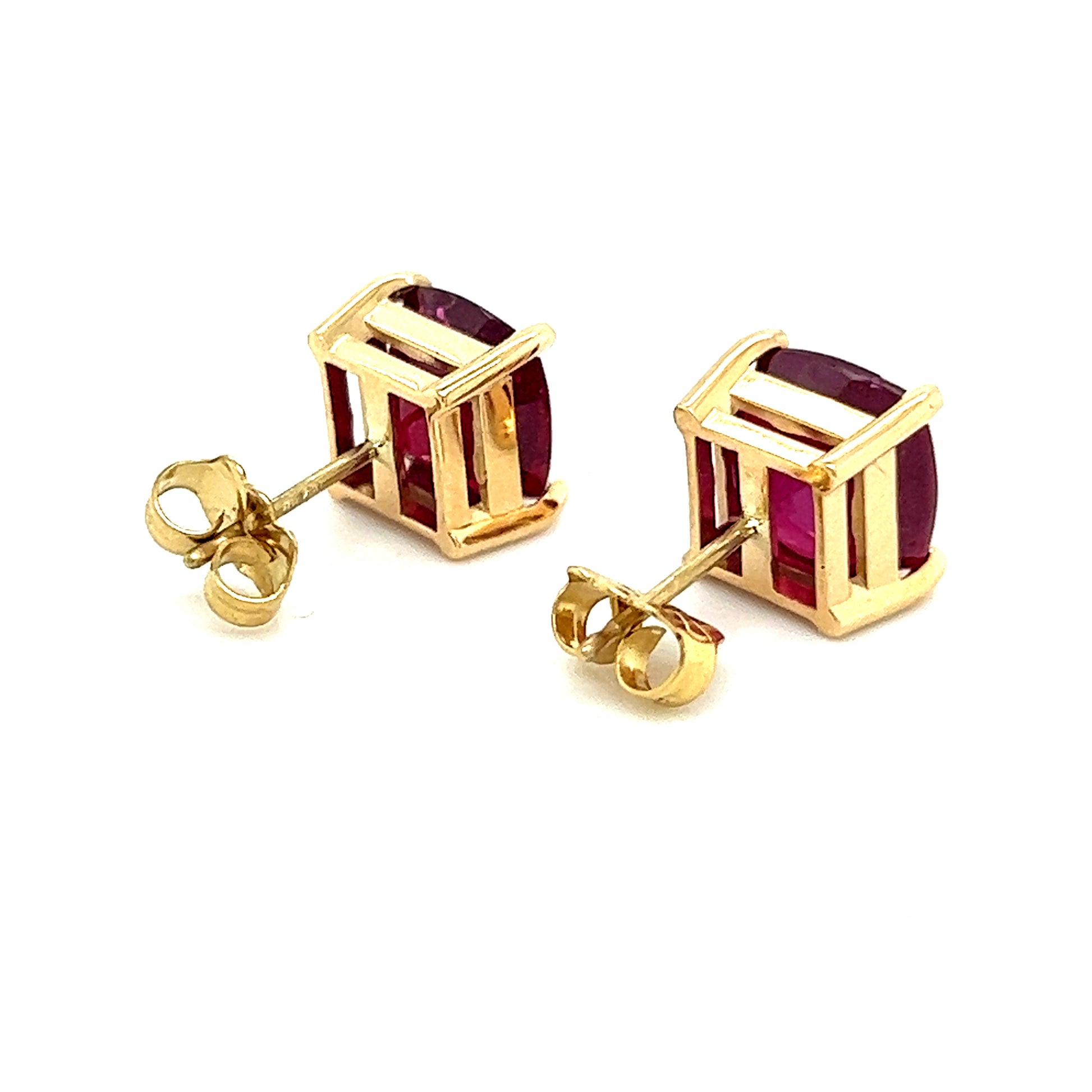 Natural Ruby Stud Earrings 14k Yellow Gold 4.18 TW Certified $799 307909