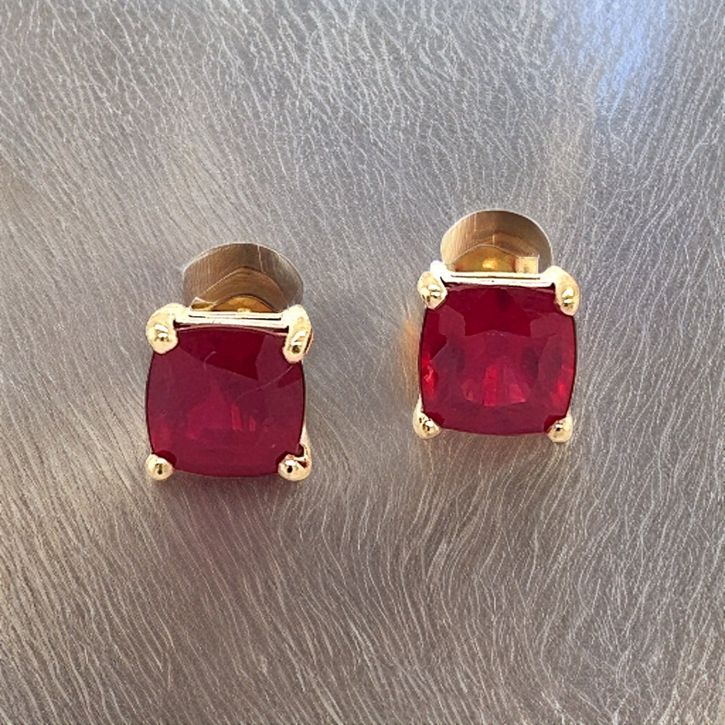 Natural Ruby Stud Earrings 14k Yellow Gold 3.15 TW Certified $499 307912 - Certified Fine Jewelry