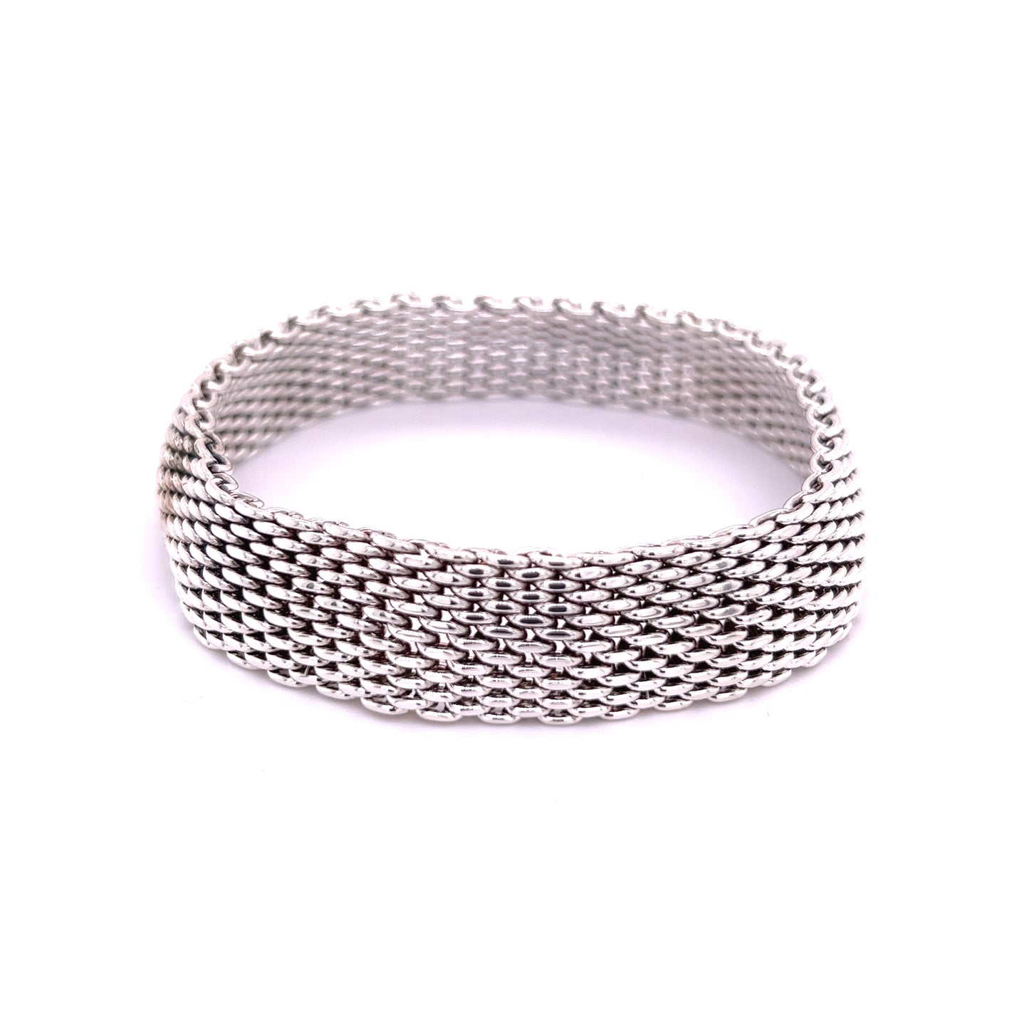 Tiffany & Co Estate Somerset Mesh Bracelet 8" Sterling Silver TIF314