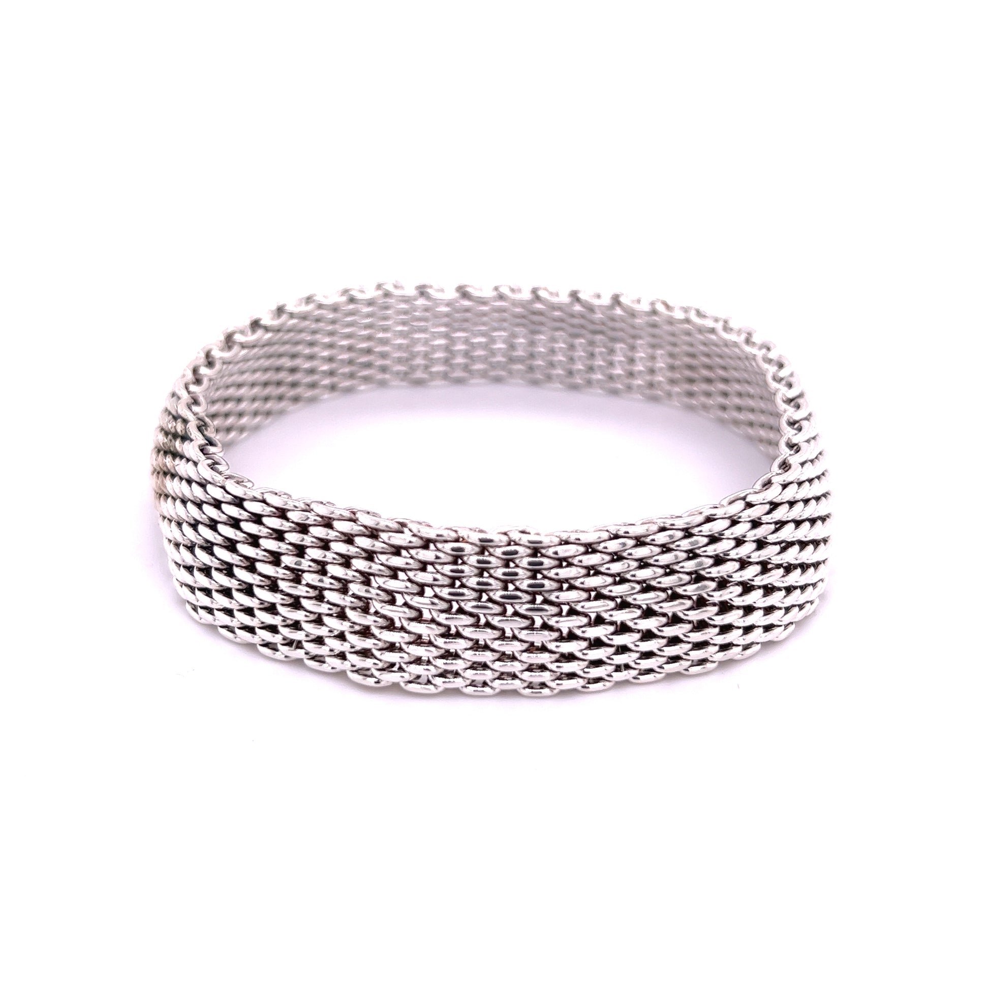 Tiffany & Co Estate Somerset Mesh Bracelet 8" Sterling Silver TIF314