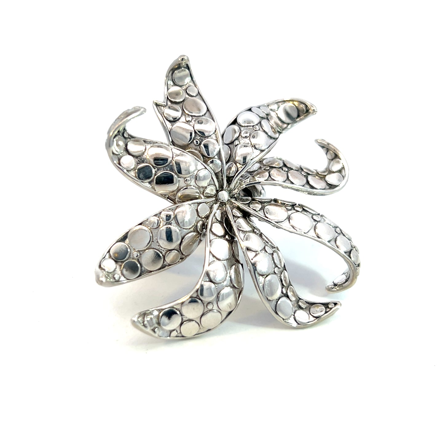 John Hardy Estate XL Flower Ayu Frangipiani Cocktail Ring 8 Silver JH102