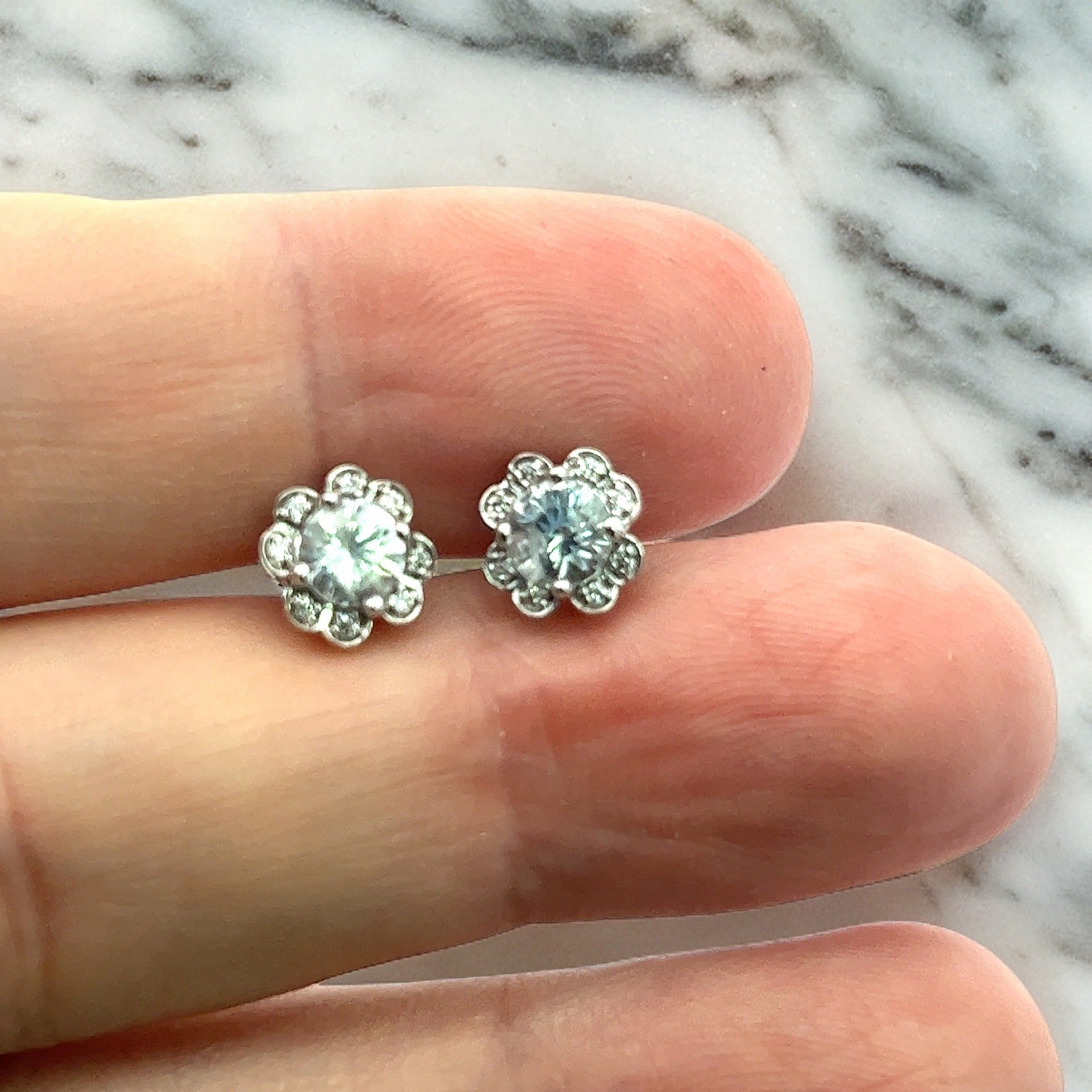 Natural Sapphire Diamond Stud Earrings 14k White Gold 1.62 TCW Certified $3,950 211169 - Certified Fine Jewelry