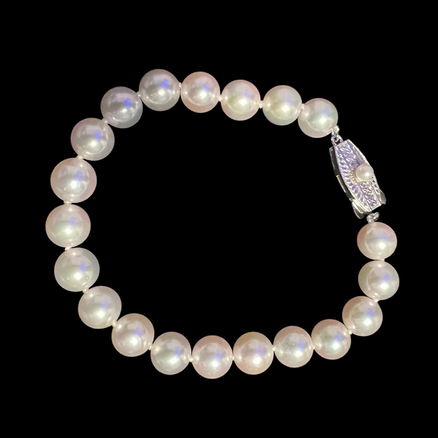 Mikimoto Estate Akoya pearl Bracelet 7" Sterling Silver 6 mm M397