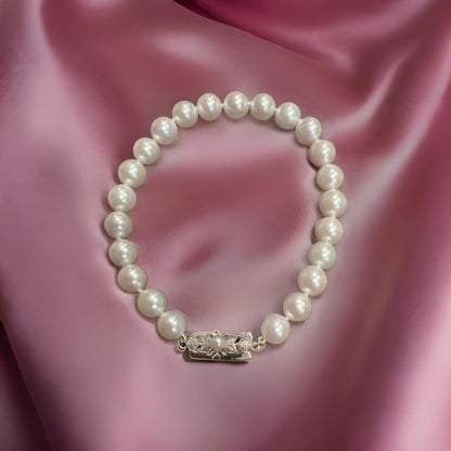 Mikimoto Estate Akoya Pearl Bracelet 8" Silver 7.5-8 mm M406